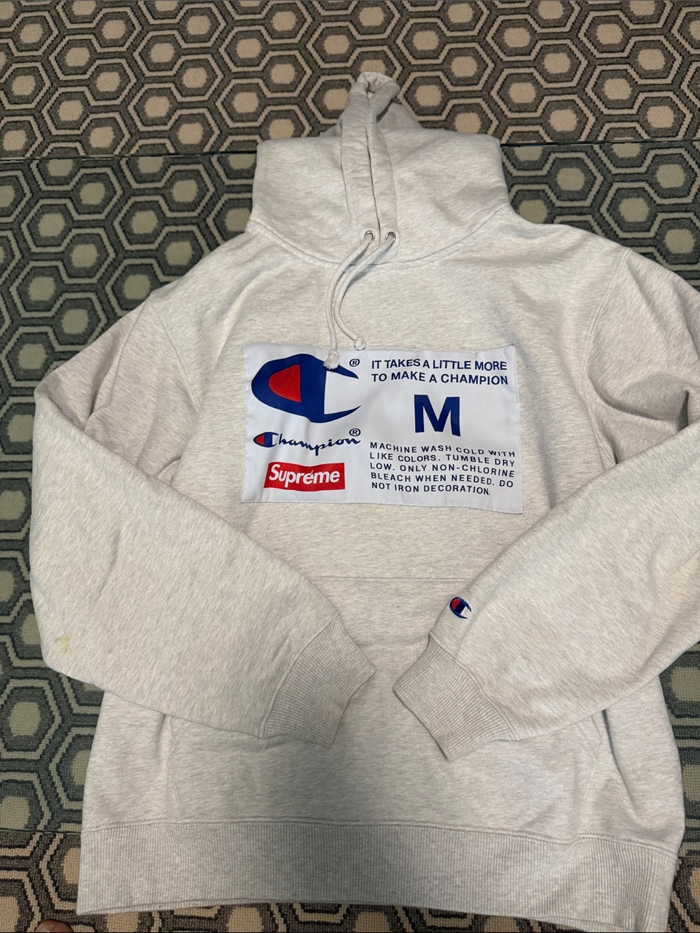 Supreme x Champion "Label" Hooded Sweatshirt Mediun